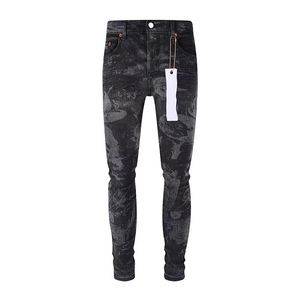 Designer dżinsy na męskie spodnie Purple Jeansslim Ripped Hole Litera Najwyższa jakość marki Hip Hop Denim Pants 229