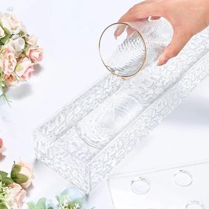 Vases Stone Grain Clear Acrylic Flower Vase Decorative Long Rectangle Rectangular Floral Centerpiece Party Y5GB