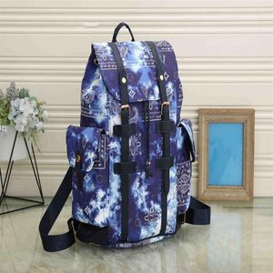 Christopher Mens Designer plecak Starry Sky Blue Portfel Eclipse Odwrotność dużych pojemności Trendowa torebki torebki podróżne Canva331L
