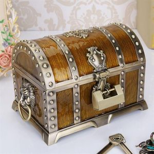 Metal Alloy Treasure Box Chest Jewely Case Vintage Home Decoration Födelsevift 20 13 12 8 CM Treasure Chest Storage Boxes272R