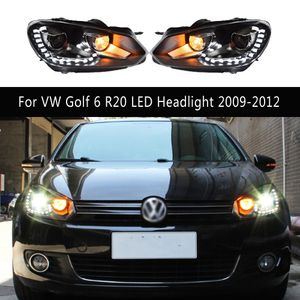 Biltillbehör DRL DAYTIME RUNNING LIGHT FÖR VW Golf 6 R20 LED-strålkastarenhet 09-12 Streamer Turn Signal Indicator Head Lamp