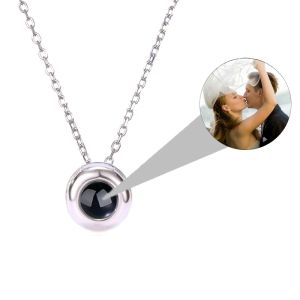 Necklaces Dascusto Photo Projection Necklace For Women Custom Personalized Picture Round Necklace Anniversary Valentine's Day Gift To Love