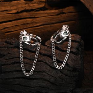 Küpe 925 Sterling Gümüş Düzensiz Kulak Klipler Piercing Pubsel Zinciri Kadınlar İçin Uzun Küpeler Sadece Zirkon Kulak Kuff Mücevherat