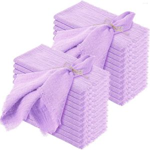 Take Out Containers 24pcs 32x32cm Wholesale Purple Gauze Cotton Napkin Reusable Tea Towel Wedding Party Christmas Table Decor Retro Burrs