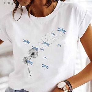 Kadın T-Shirt Kadın Baskı Giysileri Dandelion Suluboya Yahudi Seviyorum Kadın Tops Tee Tshirt Moda Baskı Karikatür Bayanlar Grafik T-Shirt 240130