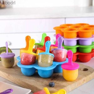 Ice Cream Tools 1pc 7 Holes DIY Pops Silicone Mold Ball Maker Popsicles Molds Baby Fruit Shake Home Kitchen Accessories Tool YQ240130