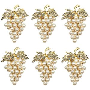 Napkin Rings Grapes Set Of 6 With Glittering Imitation Diamond And Pearls Inlay Alloy Ring Holder254Q