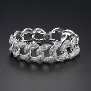 18mm Gümüş Gül Glod Küba Miami Zincir Bileklik Kadınlar Erkekler CZ Zircon Pave Bling Bağlantı Zinciri Hip Hop Rapçi Jewelry283Q