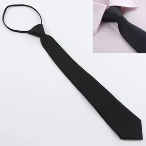 Bow Ties 1pc unisex svart knutfri justerbar lång smal slips för matchning av formella affärsbröllopsfest tillbehör