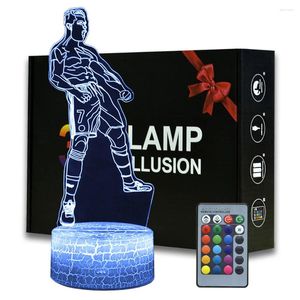 Night Lights Magiclux Nowatorskie oświetlenie 3D Illusion Lampa Lampa Piłka nożna Ronaldo Model dla dzieci sypialnia Dekoracja kreatywna prezent