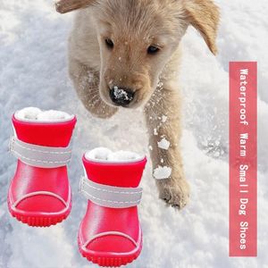 Abbigliamento per cani Scarpe invernali da pioggia in pelle per animali domestici Stivali da neve caldi e impermeabili morbidi Antiscivolo resistenti all'usura per accessori di piccole e medie dimensioni