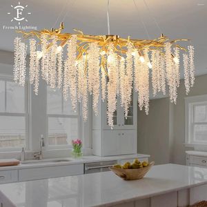 Chandeliers Modern Led Crystal Chandelier Branches For Dining Room Art Pendant Lamp Villa Hall Hanging Home Decor Lighting Fixture