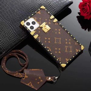 Piękne skrzynki telefoniczne iPhone 15 14 Pro Max Luksusowy skórzany crossbody hi jakość torebka 18 17 16 15pro 14pro 13pro 12pro 11pro x xs plus etui z logo pudełkiem dziewczyny kobieta