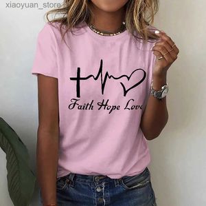 T-shirt da donna Estate T-shirt casual da donna Moda Lettera Stampa Top 3D Love Pattern Manica corta da donna T-shirt O-Collo T-shirt da donna Abbigliamento 240130