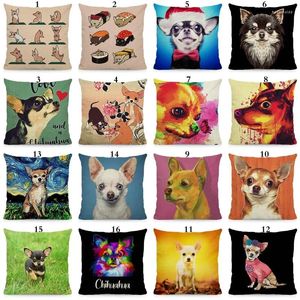 Travesseiro XUNYU Chihuahua Dog Cover Decorativo Sofá Caso Assento Carro Home Decor Lance Fronha 45x45cm DWG019