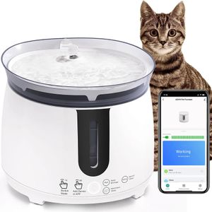 AQHH Cat Water Fountain with Wireless Pump Pet Water Fountain for Cats Inside Automatic Smart Fountain App Control Easy Cleaning 240124