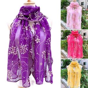 Scarves Elastic Printed Flower Silk Long Wood Ear Edge Shawl Headbands Luxury Design Foulard Hijab Wraps Y2k Clothes Accessories