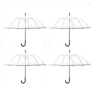 Guarda-chuvas 4Pack 23 polegadas Transparente Grande Canopy Stick Auto Open Windproof Outdoor Umbrella