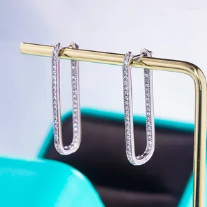 Orecchini pendenti Chic S925 in argento sterling con borchie a goccia 5A zircone Super Flash per le donne Gioielleria raffinata di lusso Festa di nozze