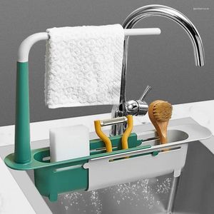 Kitchen Storage Sink Organizer Rack Faucet For Soap Towel Sponge Adjustable Shelf