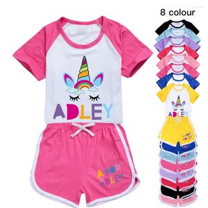 Комплекты одежды A для Adley 100-170. Детская футболка, шорты, спортивный костюм, наряды для девочек, модная одежда для маленьких мальчиков, подростковая одежда, комплект из 2 предметов, От 3 лет.