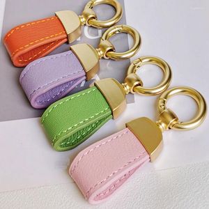 Keychains Real Leather French Sheepskin Car Key Chain Women Pendant Keychain Lovely Rope Holder