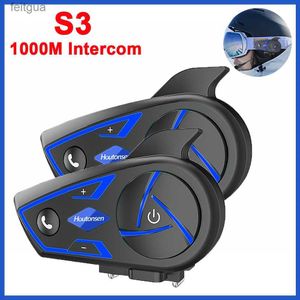 Walkie Talkie 2 i 1 Motorcykel Bluetooth Helmet Headset Intercom för 2 åkare 1000 m avstånd Communicator Interphone Motorcykel Interphone YQ240130