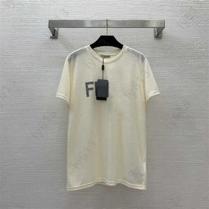 Verão ventilar camiseta designer tops para mulheres respirável tecido de algodão de bambu no peito carta impressão casual versátil damasco de manga curta camiseta roupas femininas