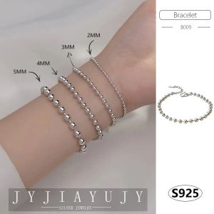 Bangles Jyjiayujy 100% Sterling Silver S925 Armband 2mm/3mm/4mm/5mm Ball Shape Fashion Trendy Hypoallergenic Women Jewelry Gift B009