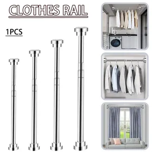 Shower Curtains Stainless Steel Curtain Rod Adjustable Telescopic Drying Bathroom Clothing Hanging Bar