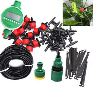 25m DIY Micro Sistema de Irrigação por Gotejamento Planta Temporizador de Rega Automático Kits de Mangueira de Jardim Com Gotejador Ajustável BH06 Y200106209m