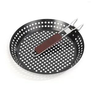 Pans Grilling Skillet Nonstick Coating Folding Handle Iron Cookware Pan For Roasting Picnics Hiking Indoor Outdoor