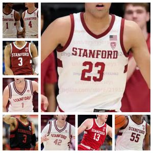 Stanford kardynał koszulka koszykówki NCAA zszytana koszulka Numer Numer Numer Men Men Kobiet Młodzież Haftowa Spencer Jones Benny Gealer Cameron Grant Brandon Angel