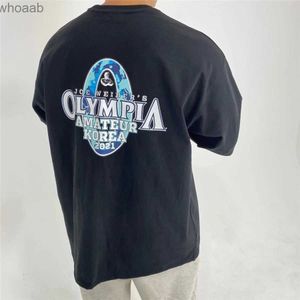 Erkek Tişörtleri Olympia Baskılı Erkekler T-Shirt Spor Salonu Fitness Gevşek Gündelik Büyük Boyutlu Pamuk T-Shirt Erkek Yaz Moda Kısa Kollu Tees Üstleri M-3XL 240130