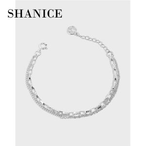 Armbanden Shanice 100% 925 Sterling Silver Armband för kvinnor Gypsophila blomkålkedjan DoubleLayer Chain Jewelry Party Accessories