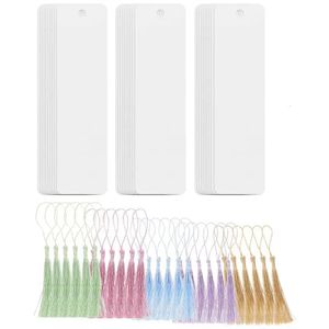 30 Sets Acrylic Bookmarks Tassels with Blank Page Gifts Manual Delicate Craft Teacher Tabs Clear 240119