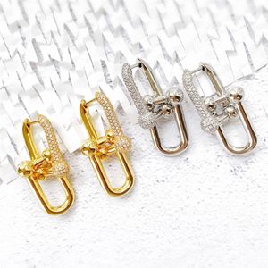 Srebrne złote kolczyki Dangle żyrandol łańcuch link Diamond Projektant biżuterii Najwyższej jakości kobiety Męskie para mody weselnej gir266p