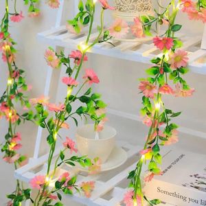 Dizeler Yapay Daisy Flower Vine Garland Işıkları Noel Lit Düğün Dekorasyon Ev Dekor Partisi Etkinliği