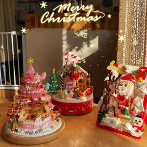 Blöcke Weihnachtsserie Bauspielzeug für Kinder Weihnachtsgeschenk Spieluhr Baumladen Schneehaus Diamant Kidsvaiduryb