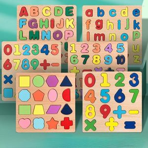 Dipinti Puzzle Per bambini Numero Forma Lettera Ortografia Hand Grab Board Educazione della prima infanzia Giochi Montessori 3D Giocattolo