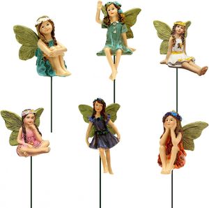 Fairy Accessories utomhus inomhus, 6st miniatyrfigurer Figurer för pottenväxter och mini trädgårdsgräsmattor dekorationer