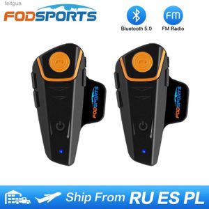 Walkie talkie fodsports BT-S2 Pro Motorcycle Hełm Intercom Motorbike bezprzewodowy zestaw słuchawkowy Bluetooth Waterproof 1000m BT 5.0 Interphone FM typ-C YQ240130