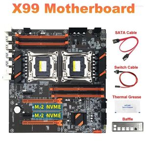 Placas-mãe X99 Dual CPU Placa-mãe SATA Cabo Switch Defletor Térmico Graxa LGA 2011 DDR4 Suporte 2011-V3