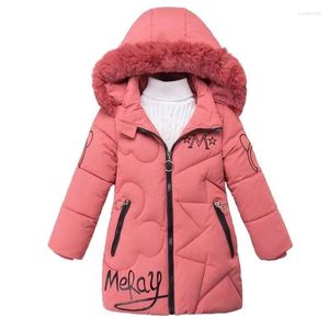 Casaco para baixo inverno crianças meninas jaquetas de algodão grosso com capuz coreano crianças outerwear menina de comprimento médio parkas 5 6 8 10 12 y