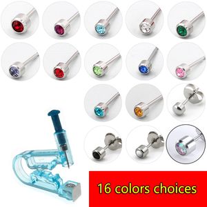 Disposable Blue Ear Piercing Gun Kit Healthy Safety Nose Earring Piercer Tool Set Machine Color Diamond Ear Studs Body Jewelry 435-S