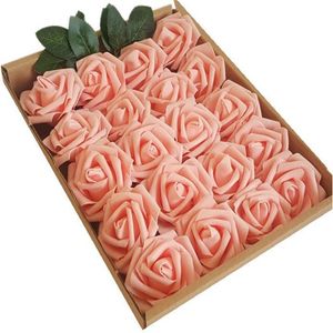 Sztuczne kwiaty 20pcs ciemnoczerwone fałszywe róże na DIY Wedding Bukiety Centerpieces