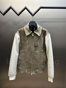 Designermantel Lederjacke Herren Hochwertiger Ledermantel Winddichte Isolationsmäntel Herren Patchwork Wildleder Revers Business Casual Reißverschlussjacke Herrenoberteil