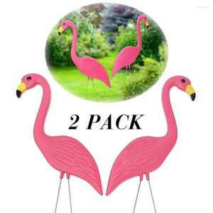 Garden Decorations 2 Pcs/Set Flamingo Figurines Plastic Ornaments Simulation Flamingos Outdoor Yard Decoration Wedding