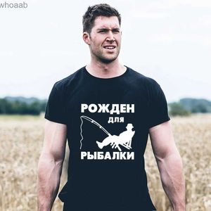 Herren-T-Shirts, russischer Buchstabe, geboren zum Angeln, Druck, Sommer-T-Shirt, Grafik, kurzärmelig, Herren-T-Shirts, männlich, lustig, Streetwear, Outdoor-Kleidung 240130