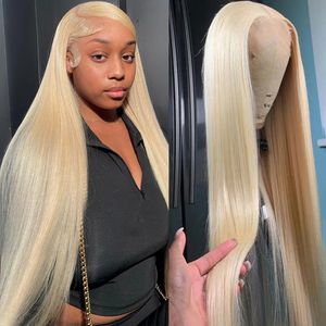 Bone Straight 134 136Lace Front Wig 613 Honey Blonde Human Hair Wig Brazilian 30 40 Incn Color Closure Frontal Wigs for Women 240118